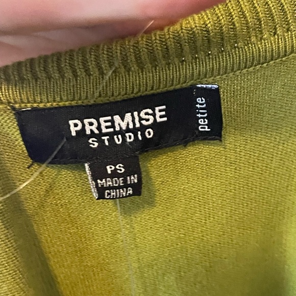 Petite Small Premise Olive Green Cardigan with Rhinestone Buttons A4 - Picture 6 of 6